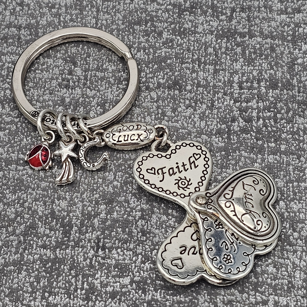 Brighton Silver and Red Heart Charm Keychain